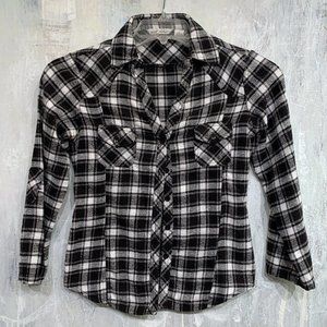 Fitted Flannel Shirt by derek heart S, b&w plaid